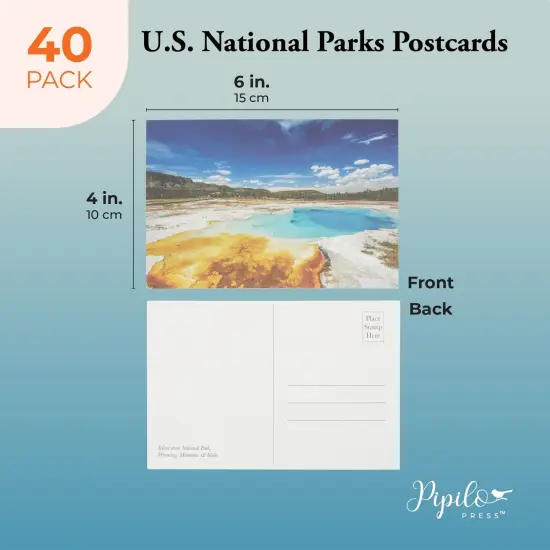 40 Pack Postcards of National Park Scenery - 6x4 Inches, US Postcards for Mailing, Travel Souvenir Cards, Retro Scenic Views, Blank Back for Writing Messages Multicolor {3}