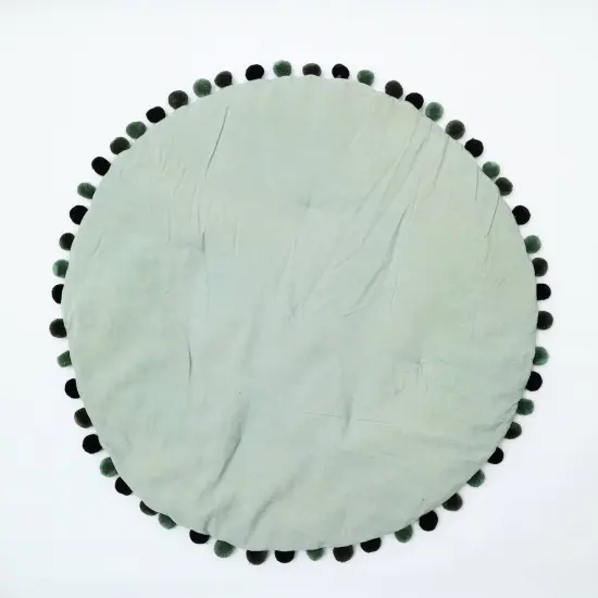 Round Cotton Soft & Fine Velvet Play-mat Green {1}