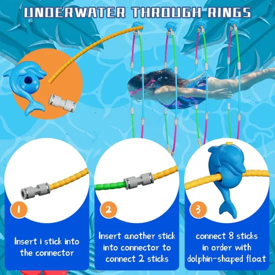 Summer Pool Toys, Fun Swimming Pool Toys for Kids Diving Practice, Floating Toys, Swim Thru Rings {3}