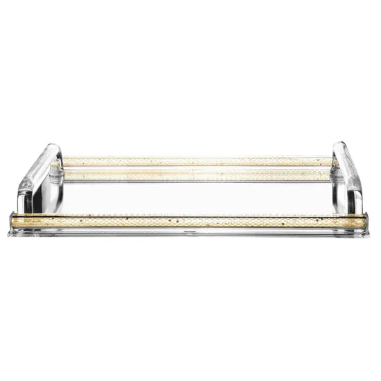 Mirror Tray with Inner Gold Netting Design Silver {2}