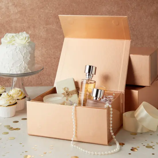 6 Pack Magnetic Gift Boxes with Lids, 9.5 x 7 x 4 Inches for Birthday, Wedding, Groomsman and Bridesmaid Proposal Box (Rose Gold) {2}