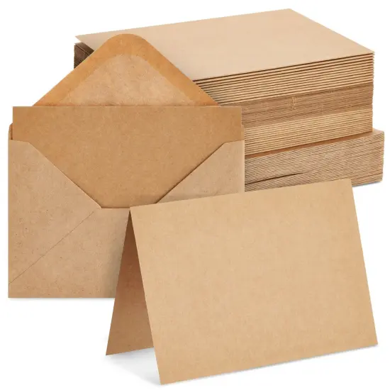 96 Pack Vintage-Style Airmail Stationery Set (48 Lined Paper Sheets with Matching Envelopes) for Letter Writing, Travel Map Design Brown {1}