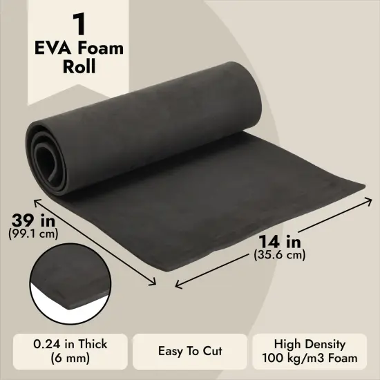 Bright Creations EVA Foam 6mm Roll for Costumes, High Density Foam Sheet for Crafting, EVA Foam for Cosplay Supplies, Black Foam Sheet for Cosplay Armor and DIY Projects, 14 x 39 inches {3}