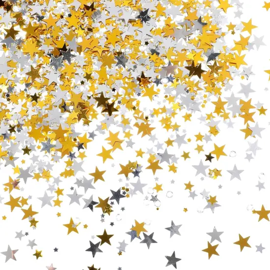 60g Glitter Star Confetti with Diamond, 6mm Silver and Gold Stars Confetti Sequins, Metallic Stars Sparkles Foil Star, Scatter Twinkle Confettis for Party Wedding Halloween Christmas Decorations {1}
