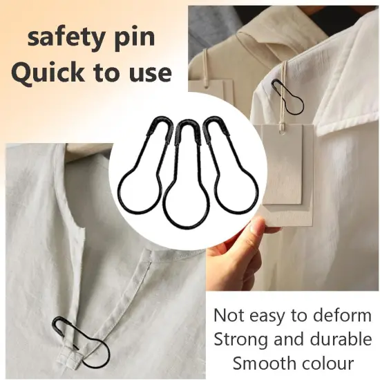 1000pcs Metal Safety Pins, Gourd/Bulb/Calabash/Bead Designs with Clothing Tag Fasteners for DIY Sewing/Craft/Home Decor (Black) {4}