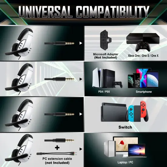 Gaming Headset with Mic - Wired Over-Ear Headphones with Microphone for PS5 PS4 PC Xbox Series X/S Xbox One Nintendo Switch, 3.5mm Jack (Light Blue) {4}