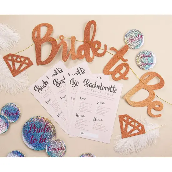 Bachelorette Party Games - 50-Pack Bar Scavenger Hunt Drinking Game and Dares, Fun Novelty Cards for Girls Night Out, Bachelorette Party Supplies, 5 x 7 Inches {2}