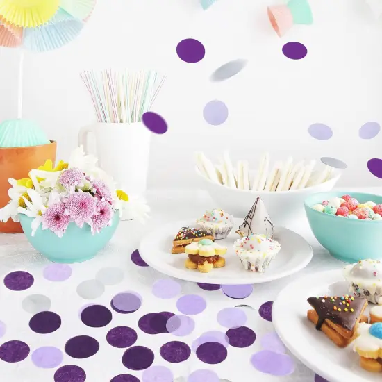 5000 Pieces Tissue Paper Confetti Circles, 1 Inch Round Paper Table Confetti Circle Dots, Suitable for Birthday Wedding Party Decoration and Baby Shower decorations,Purple and Sliver {4}