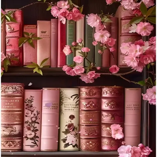 Books Paint by Numbers Kit for Adults,Bookshelf DIY Acrylic Painting Kit for Beginners Unframed,Flowers Easy Adult Paint by Number Kits on Canvas for Decor 16x20inch {1}