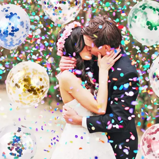 Party Confetti Balloons 50 Pack, 12 Inch Rainbow Confetti Latex Balloons for Birthday Baby Shower Party Decoration {5}