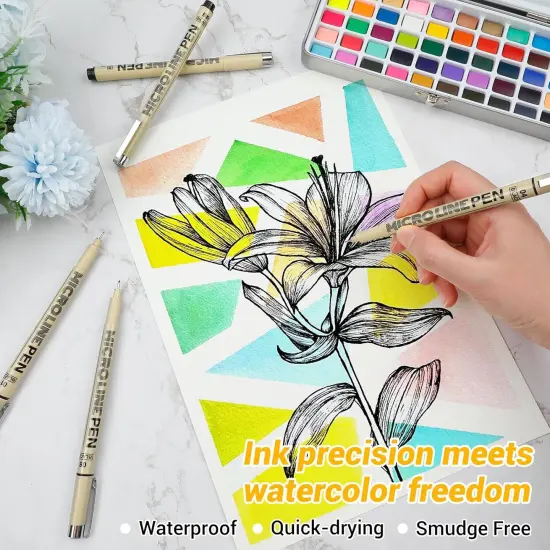 Micro-Pen Fineliner Ink Pens Black: 12 Size Black Micro Pen Set, Fine Line Art Pens for Artists, Waterproof Archival Inking Fine Liners for Technical Drawing, Sketching, Illustration, Manga {4}