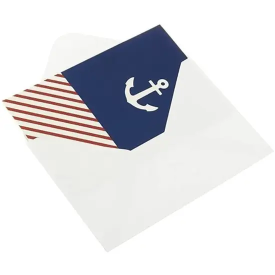 48 Pack Blank Nautical Greeting Cards and Envelopes, Boat Anchor Lighthouse (4x6 In) Blue {6}