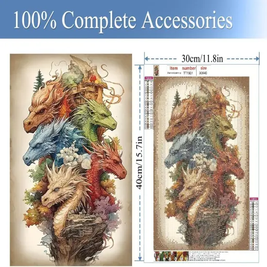 Dragon Diamond Painting Kits- Dragon Diamond Painting Kits for Adults, 5D Colourful Dragon Diamond Art Kits for Beginners DIY Full Drill Dragon Diamond Art for Home Wall Decor 12x16inch {2}