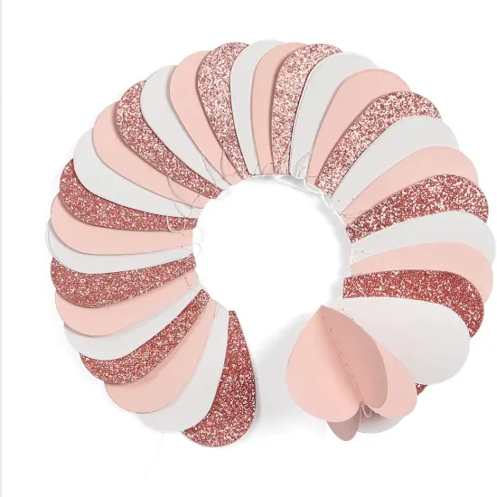 Rose-Gold Pink White 3D-Heart Garland - 39Ft Party Decorations Hanging Paper Streamers Banner,Engagement Wedding Bachelorette Baby Bridal Shower Decor {2}