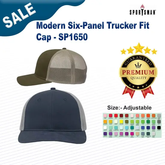 Sportsman&reg; Modern Six Panel Trucker Fit Cap X H Black Black {3}