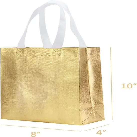 8" X 4" X 10" Reusable Gift Bags With Handles for Birthday Christmas Party Favor Gift Bag Pack of 12 (3 Colors Mix) {4}