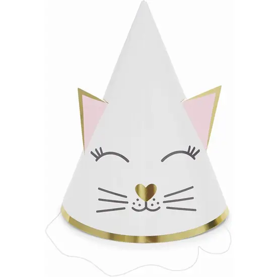 Cat Birthday Party Cone Hats (White, Pink, 24 Pack), Ages 3-14 {4}