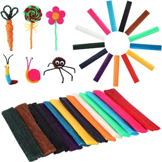 1000PCS Wax Craft Sticks Bendable Sticky Wax Yarn Sticks in 13 Colors with Blue Storage Bag for Kids DIY Art Supplies {1}