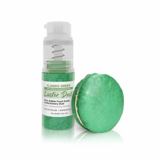 Bakell - Classic Green Luster Dust (4g, 1x Pump) Edible Vegan Dust & Paint for Baking, Desserts and Beverages {1}