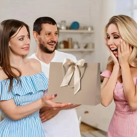 12.6" Gift Bags Bulk, 10 Pcs Gift Bags with 20 Tissue Paper 10 Greeting Cards {4}