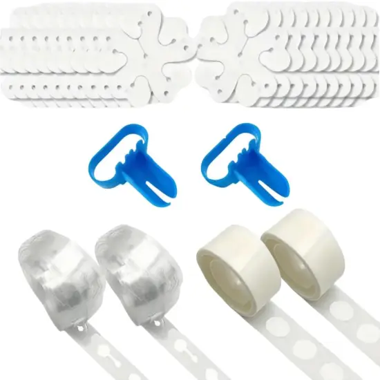 Balloon tie tool arch strip kit,20 Pcs Balloon Flower Arch Clips，32Ft Balloon Tape Strip，200 Pcs Glue Point Dots Tape ，2 Pcs Tying Tool，Picnic balloon arch strip kit for garland {1}