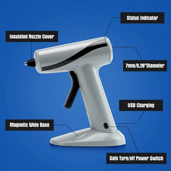 Cordless Hot Glue Gun Kit, Rechargeable Fast Preheating Mini Hot Glue Gun Kit with 30 Premium Glue Sticks for School Crafts DIY Arts Quick Home Repairs, Grey - 20W {2}