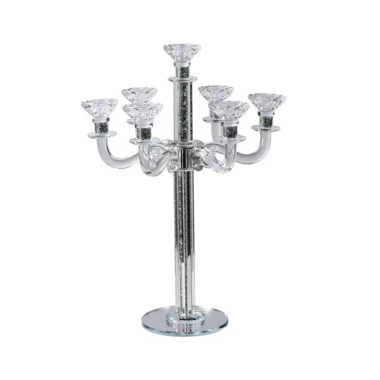 Crystal Candelabra with Mirrored Base 7 Arms Gold Silver {3}