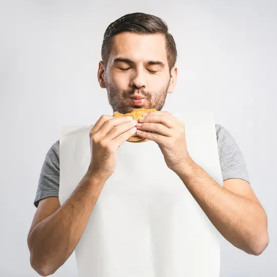 100-Pack Disposable Bibs for Adults and Senior Citizens for Mess-Free Eating, Throw Away Bibs for Accidental Stains and Spills, Single-Use Clothing Protectors (White, 23.6x15.5 in) {2}