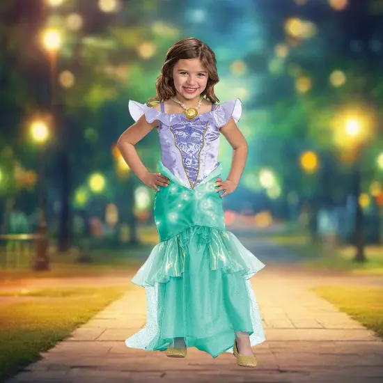 Ariel Prestige Kids Costume Small with Light Up Dress and Sound Necklace {5}
