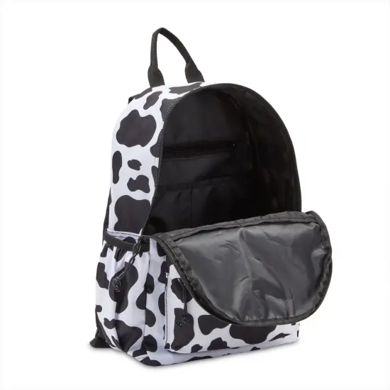 Zodaca Cow Print Mini Backpack for Women, and Girls, Small Shoulder Bag for School, Travel, Day Trips, Concerts, and Festivals, Cow Mini Backpack with Adjustable Straps, 12.5x4.5x15 inches Black {6}