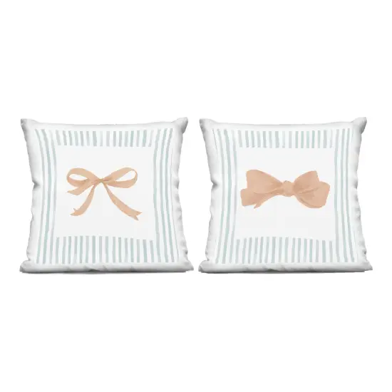 Stupell Industries Striped Border Bow 2 Piece Decorative Printed Throw Pillow Set design by PATRICIA PINTO, 18 x 7 x 18 {1}