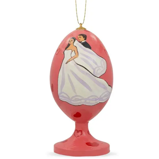 Bride and Groom Wedding Cake Wooden Christmas Ornament {1}