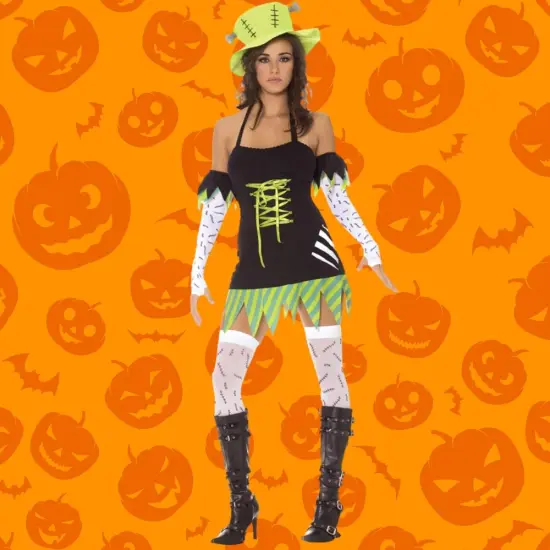 Womens Monster Halloween Costume with Dress Gloves Hat and Accessories {2}