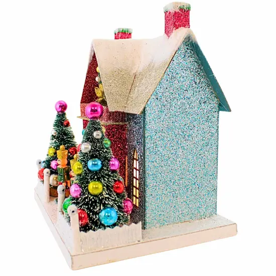 Cody Foster 10.5 Inch Merry & Bright Glitter Chalet Christmas Putz House , Christmas Decor Putz House Nutcracker Christmas Multicolored {3}