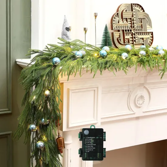 6.5ft Prelit Real Touch Christmas Norfolk Pine Garland {1}