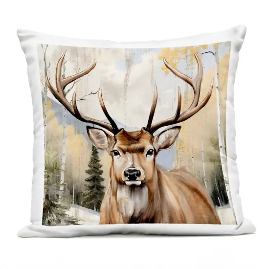 Stupell Industries Mountain Walk Elk Portrait Outdoor Pillow, 18 x 7 x 18 {1}