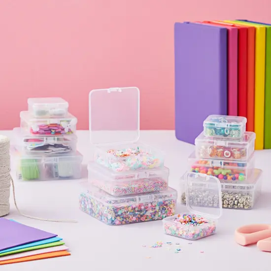 40 Piece Empty Square Mini Storage Containers with Lids for Crafts, Jewelry, Board Game Storage (4 Sizes) Clear {2}