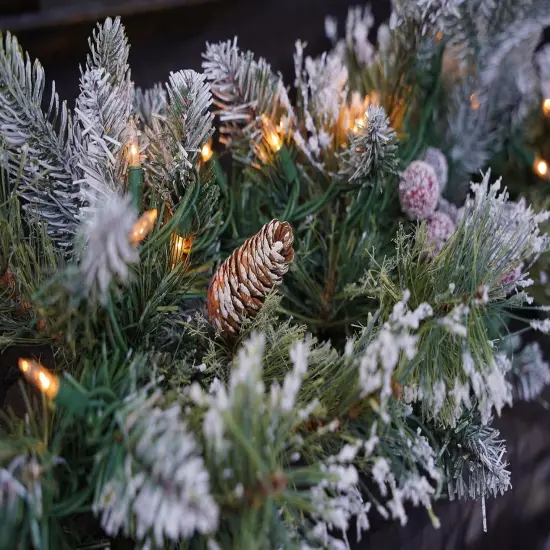 6 Feet - Christmas Garland, Snowy Garland, White Lights 50, Decorated {2}