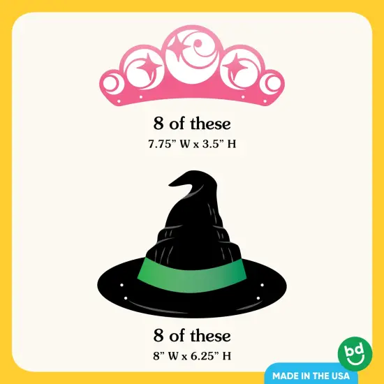 Big Dot of Happiness Paper Witch Hat and Pink Crown Headbands, Pink and Green Girls' Birthday Party, DIY Halloween Costume Party Hat Favors, 16 Count {5}
