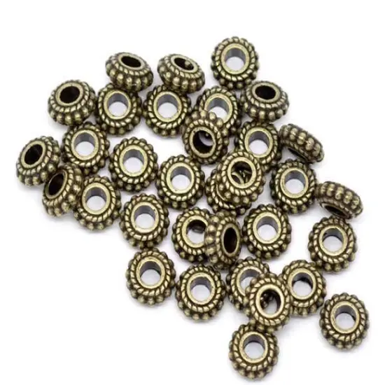 *100* 8x3mm Antique Bronze Large Hole Wheel Spacer Beads {5}