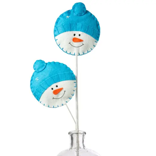 25" Blue Plush Snowman Head Spray - Christmas Holiday Decor {1}