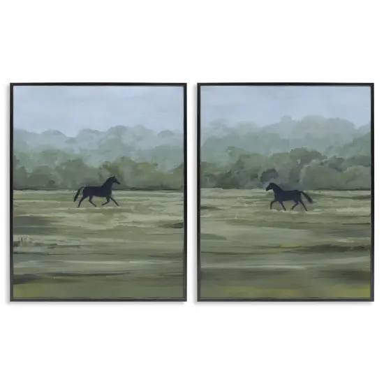 Stupell Industries Rider's Shadow Horses 2pc Framed Giclee Set By Grace Popp {1}