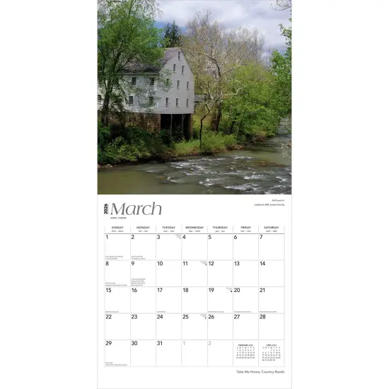 Take Me Home Country Roads | West Virginia Places | 2026 12 x 24 Inch (Hanging) Monthly Square Wall Calendar | Plastic-Free {3}