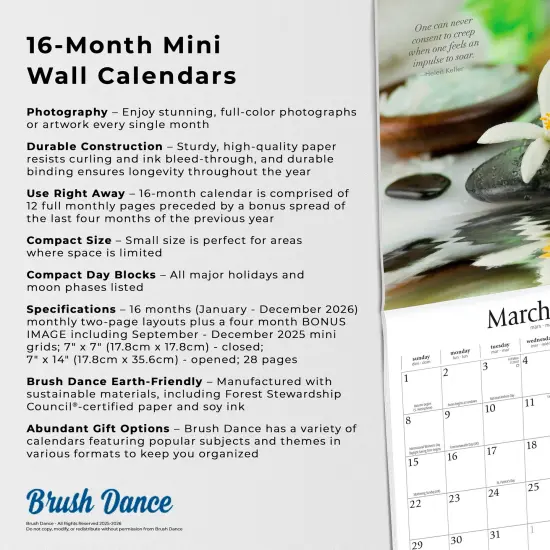 Mindful Living | 2026 7 x 14 Inch (Hanging) Monthly Mini Wall Calendar {6}