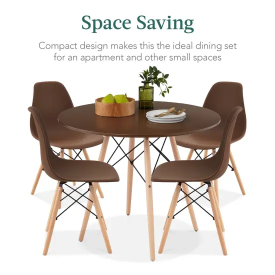 Best Choice Products 5-Piece Compact Mid-Century Modern Dining Set w/ 4 Chairs, Wooden Legs Brown/Oak {6}