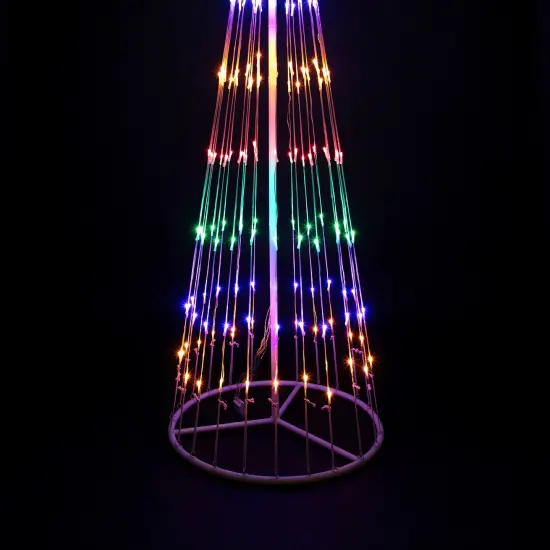 Northlight LED Lighted Multi-Function Outdoor Christmas Cone Tree - 6' - Multi-Color White {6}