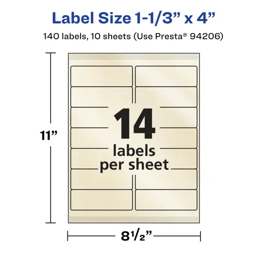 Avery Pearlized Ivory Rectangle Labels with Sure Feed Technology, 1-1/3" x 4" {5}