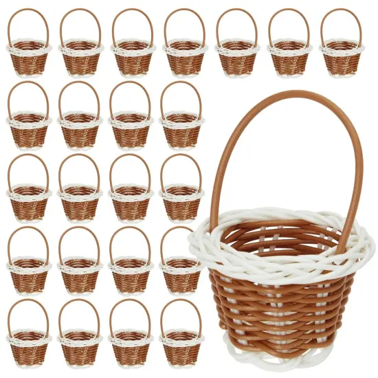 24 Pack Mini Woven Baskets with Handles - Miniature Baskets for School Projects, Easter-Themed Party, Arts & Crafts, Picnic (2 x 3 Inches), For Ages 3-8 {6}