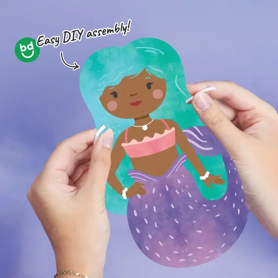 Big Dot of Happiness Mermaid Garland Banner, Pink & Purple Mermaid Birthday Decor Banner, 30 Feet of Cord, 15 Double-Sided Mermaid-Themed Characters {4}