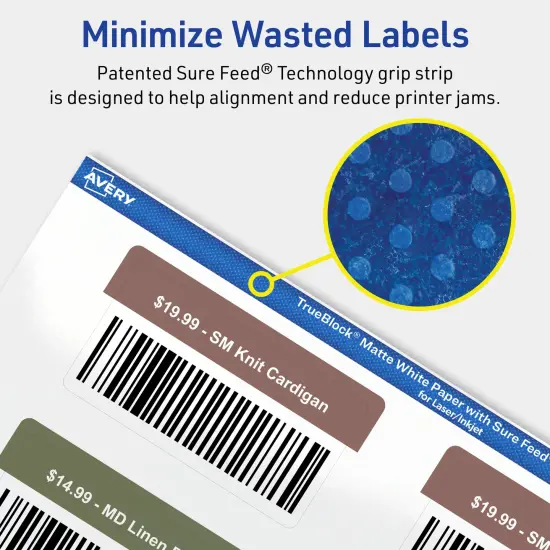 Avery TrueBlock Matte White Paper Labels,1-1/2" x 2-3/4" Rectangle {4}